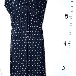 Lands' End Dark Blue &‎ White Flowers Maxi Dress Medium 10-12 Women's